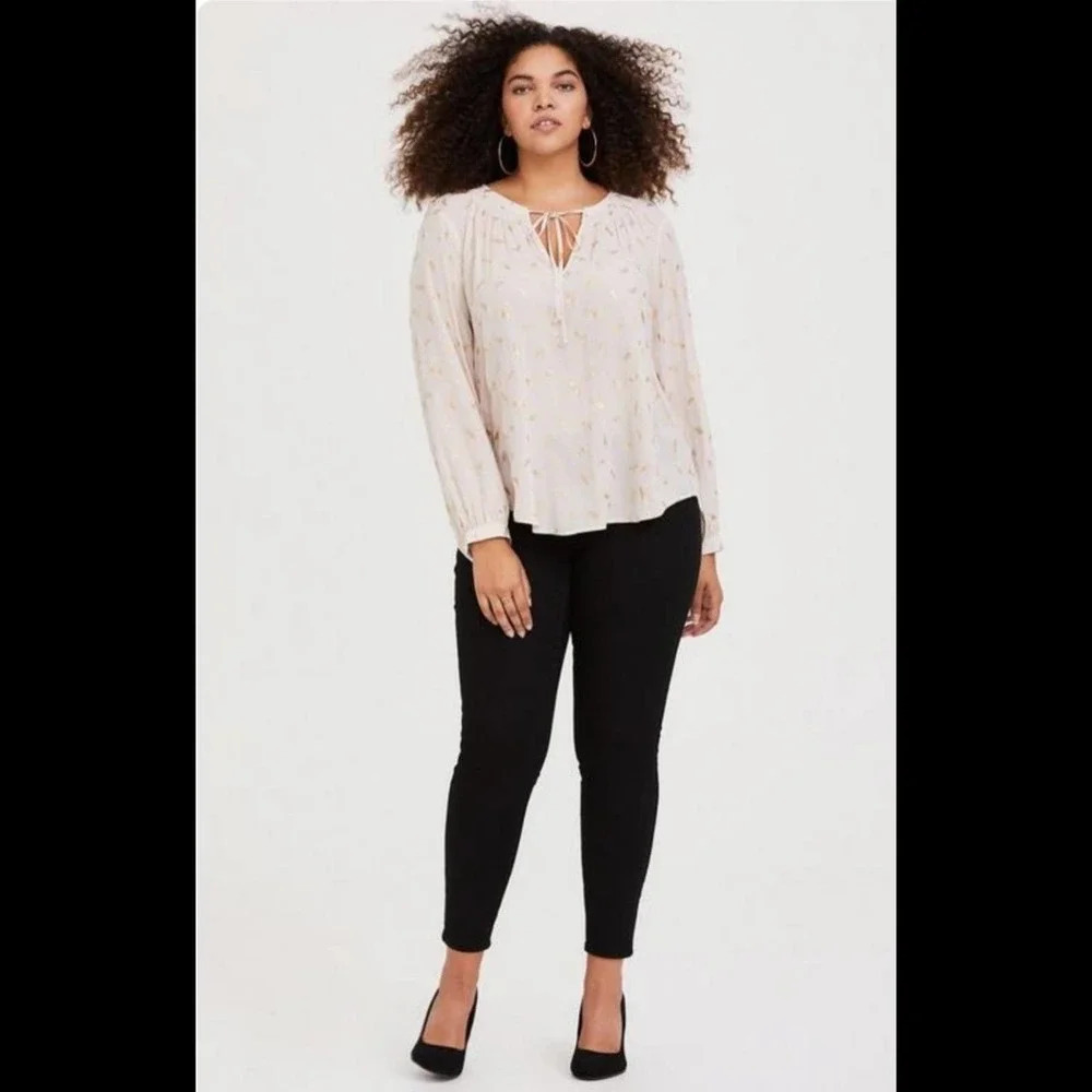 Torrid Crepe Tie Neck Blouse